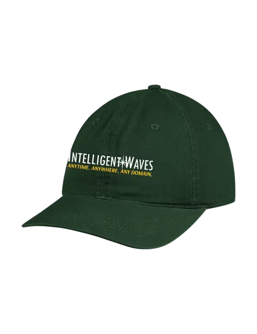 Garment Washed Unstructured Twill Dark Green Cap w/Intelligent Waves Logo