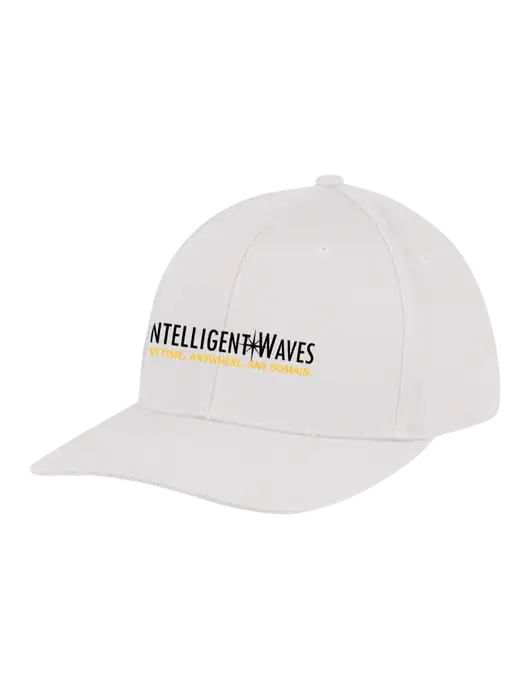 Premium Modern Structured Twill White Snapback Cap w/Intelligent Waves Logo