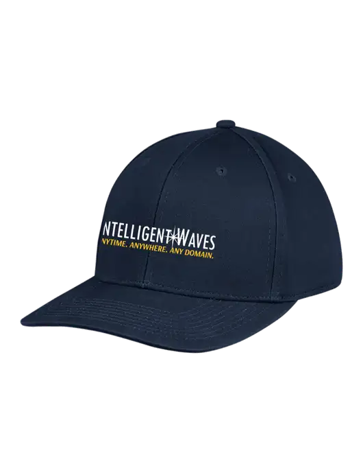 Premium Modern Structured Twill Navy Snapback Cap w/Intelligent Waves Logo