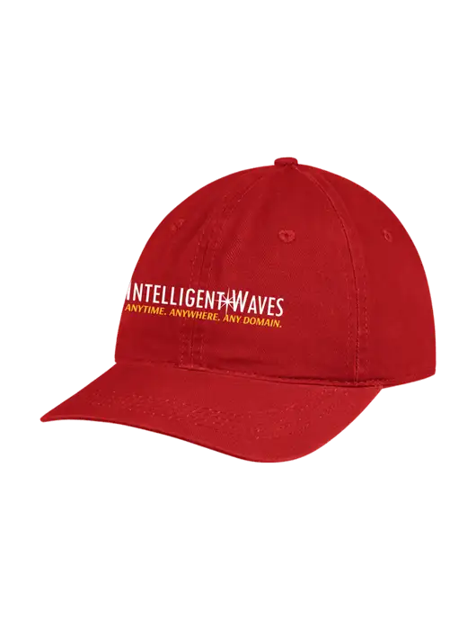 Garment Washed Unstructured Twill Red Cap w/Intelligent Waves Logo
