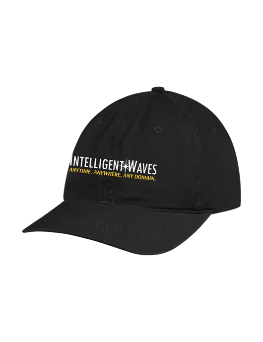 Garment Washed Unstructured Twill Black Cap w/Intelligent Waves Logo