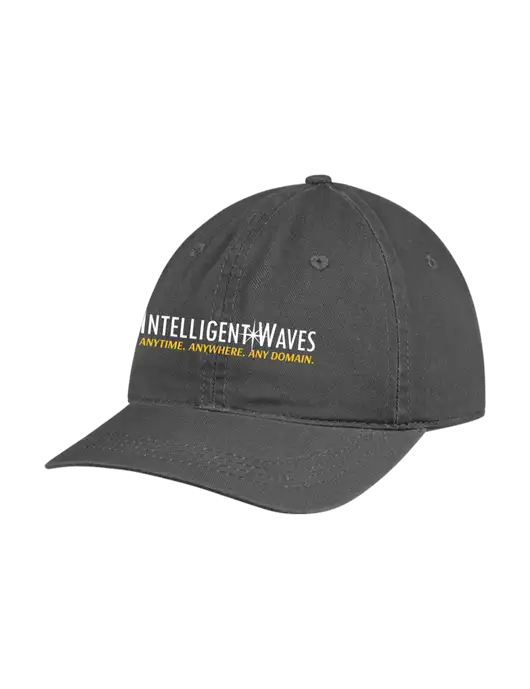 Garment Washed Unstructured Twill Charcoal Cap w/Intelligent Waves Logo