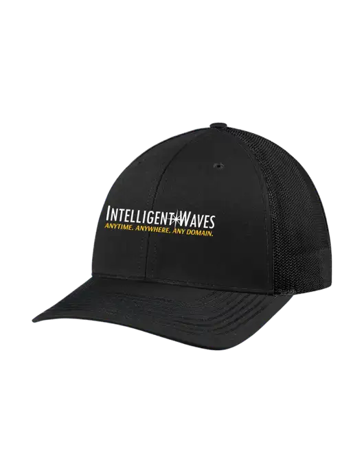 Richardson Adjustable Snapback Original 112 Trucker Cap Black w/Black Mesh w/Intelligent Waves Logo