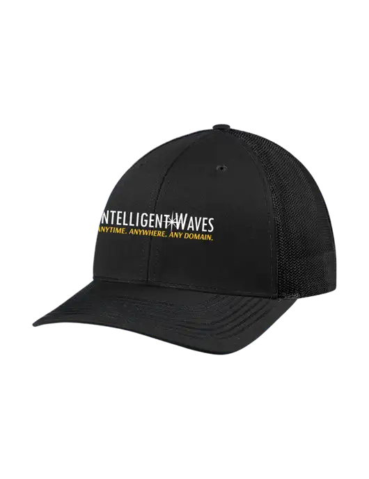 Richardson Adjustable Snapback Original 112 Trucker Cap Black w/Black Mesh w/Intelligent Waves Logo