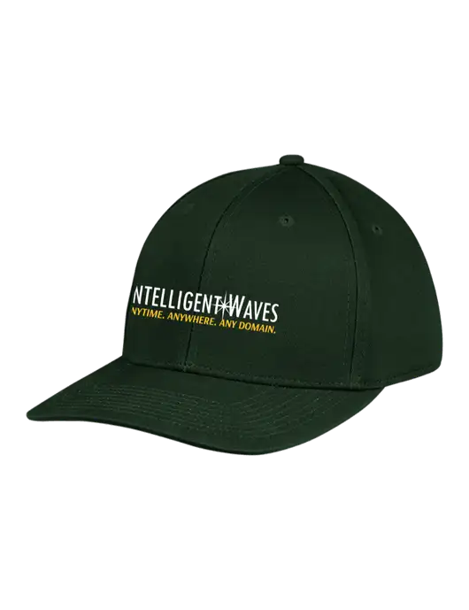 Premium Modern Structured Twill Dark Green Snapback Cap w/Intelligent Waves Logo