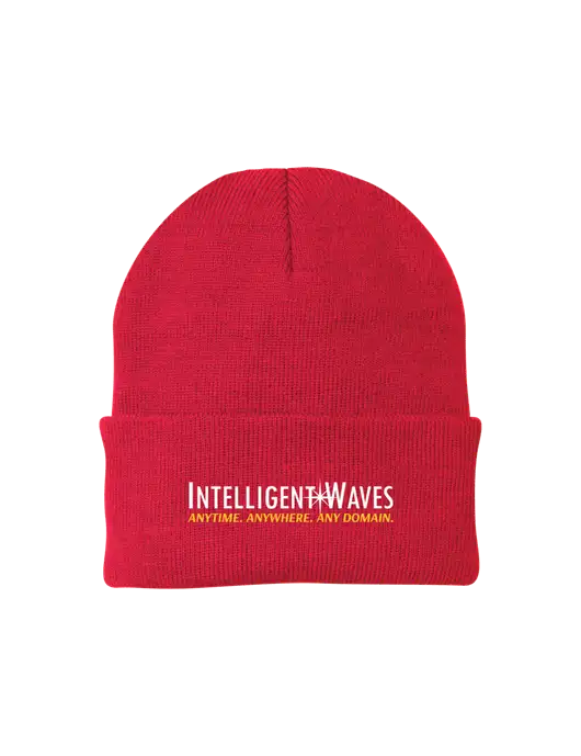 Red Knit Cap w/Intelligent Waves Logo