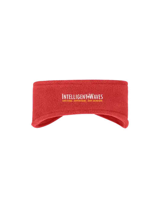 Red Stretch Fleece Headband w/Intelligent Waves Logo