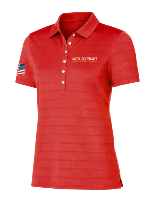 Callaway Womens Red Ventilated Polo w/Intelligent Waves Logo, US Flag Logo