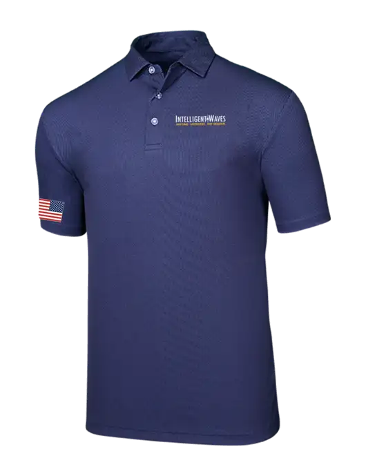Callaway Birdseye Navy Polo w/Intelligent Waves Logo, US Flag Logo