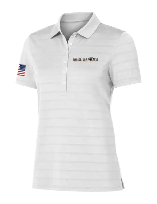 Callaway Womens Bright White Ventilated Polo w/Intelligent Waves Logo, US Flag Logo