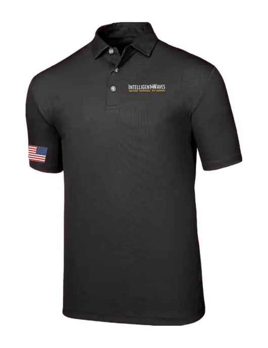 Callaway Birdseye Black Polo w/Intelligent Waves Logo, US Flag Logo