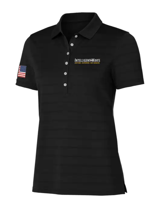 Callaway Womens Black Ventilated Polo w/Intelligent Waves Logo, US Flag Logo