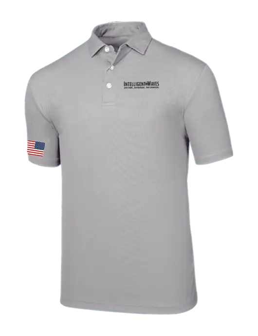 Callaway Birdseye Light Grey Polo w/Intelligent Waves Logo, US Flag Logo