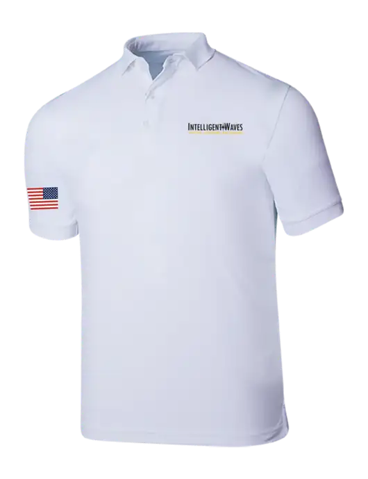 Callaway Ottoman Bright White Polo w/Intelligent Waves Logo, US Flag Logo