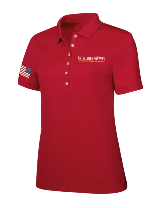 Callaway Womens Ottoman Red Polo w/Intelligent Waves Logo, US Flag Logo