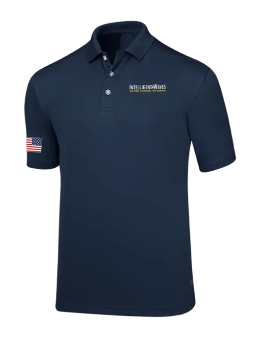 Callaway Core Navy Performance Polo w/Intelligent Waves Logo, US Flag Logo