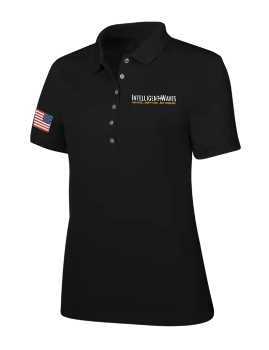 Callaway Womens Ottoman Black Polo w/Intelligent Waves Logo, US Flag Logo