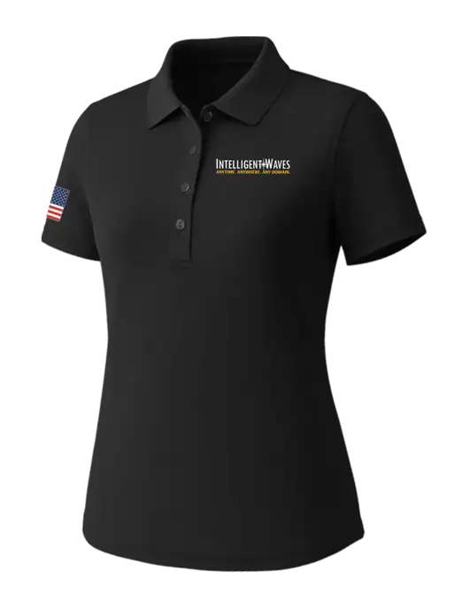 Callaway Womens Core Black Performance Polo w/Intelligent Waves Logo, US Flag Logo