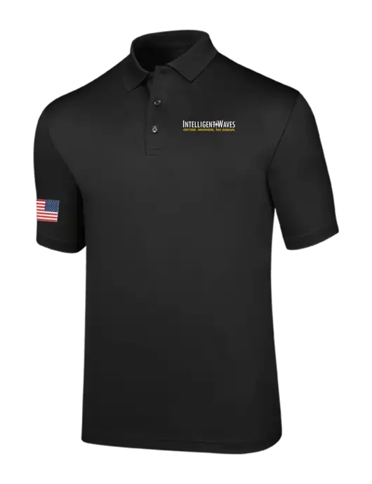 Callaway Opti-Dri Black Chev Polo w/Intelligent Waves Logo, US Flag Logo