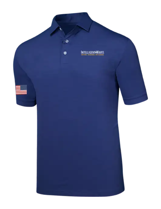 Callaway Navy Fashion Tonal Polo w/Intelligent Waves Logo, US Flag Logo