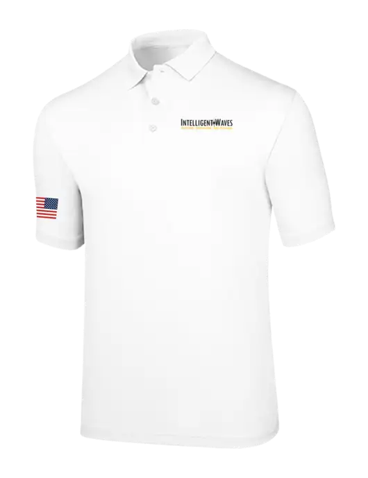 Callaway Opti-Dri White Chev Polo w/Intelligent Waves Logo, US Flag Logo