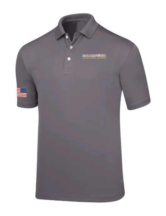 Callaway Core Medium Grey Performance Polo w/Intelligent Waves Logo, US Flag Logo