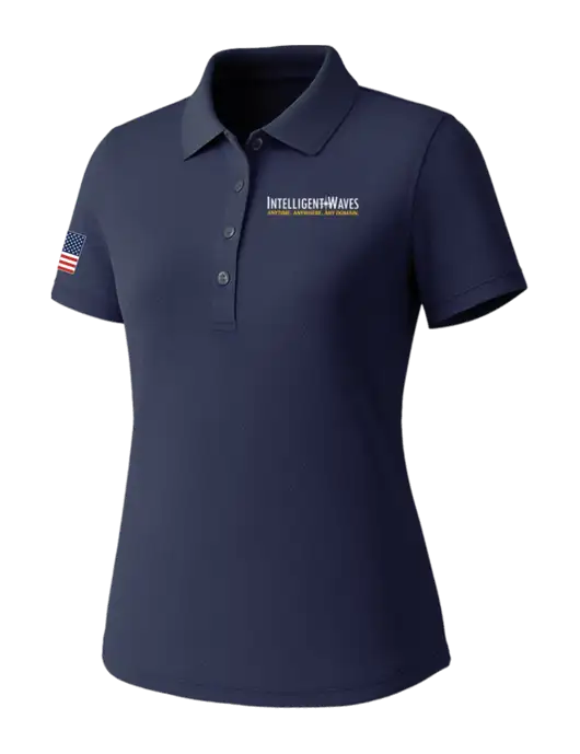 Callaway Womens Core Navy Performance Polo w/Intelligent Waves Logo, US Flag Logo