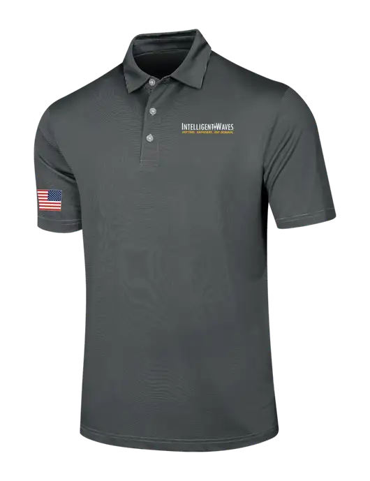 Callaway Black Fine Line Stripe Polo w/Intelligent Waves Logo, US Flag Logo