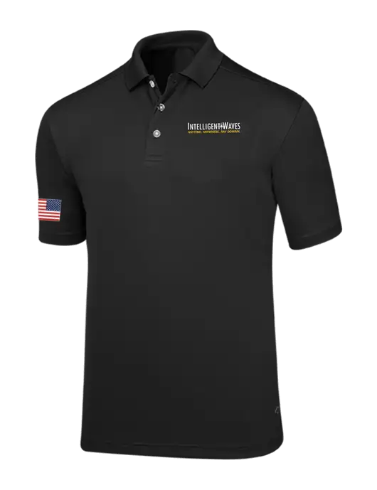 Callaway Core Black Performance Polo w/Intelligent Waves Logo, US Flag Logo