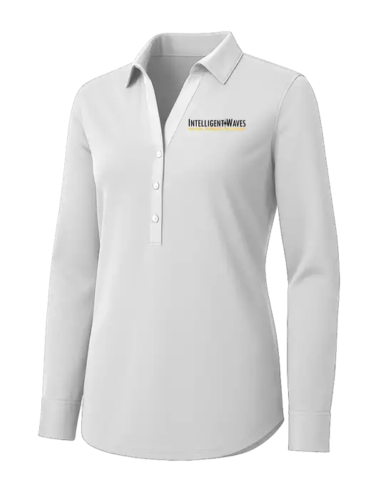 Womens White City Stretch Shirt w/Intelligent Waves Logo