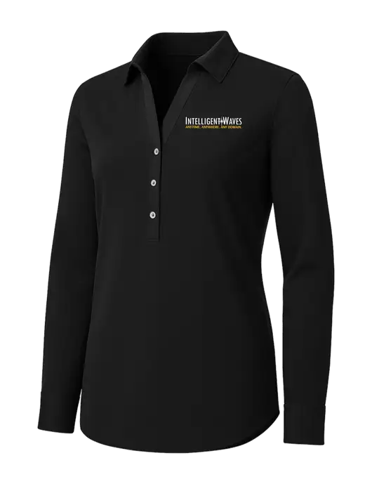 Womens Black City Stretch Shirt w/Intelligent Waves Logo