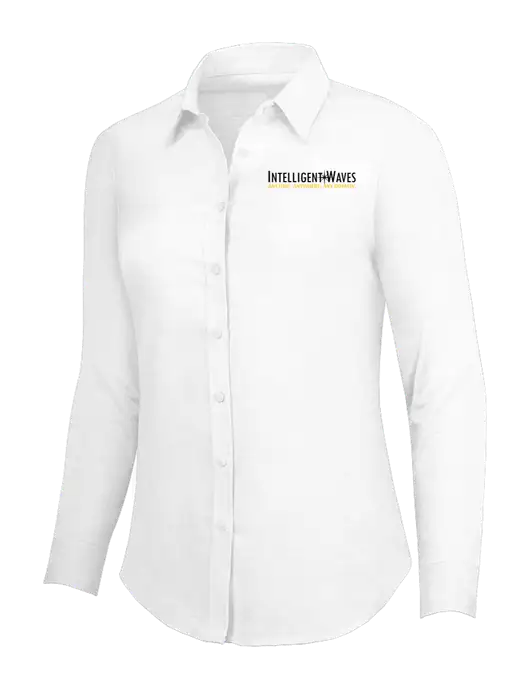 White Womens SuperPro Oxford Shirt w/Intelligent Waves Logo