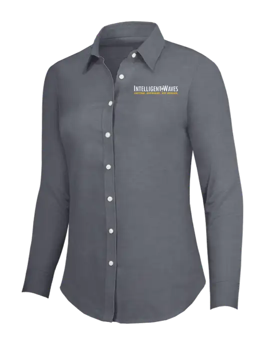 Dark Grey Womens SuperPro Oxford Shirt w/Intelligent Waves Logo