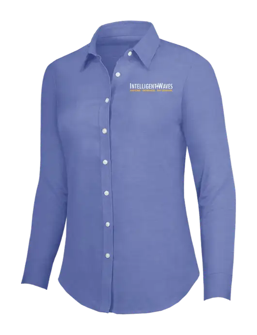 Navy Womens SuperPro Oxford Shirt w/Intelligent Waves Logo