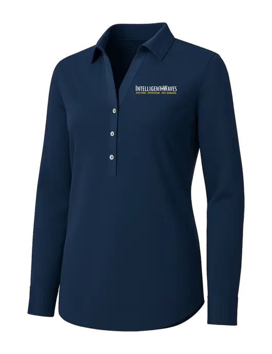 Womens Navy City Stretch Shirt w/Intelligent Waves Logo
