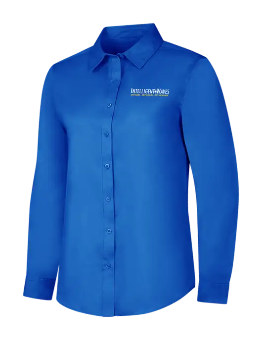 Womens Long Sleeve Royal Blue Superpro React Twill Shirt w/Intelligent Waves Logo