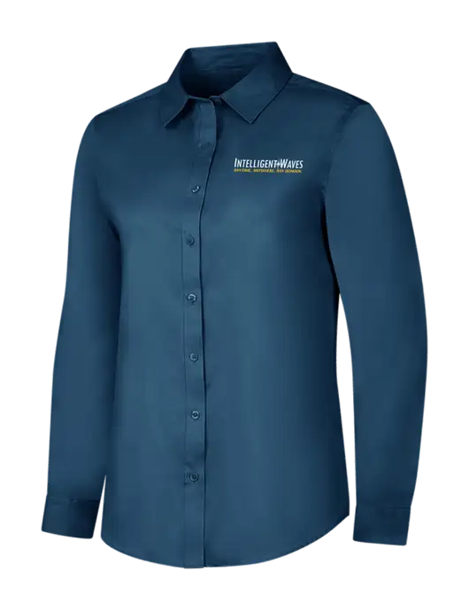 Light Navy Womens Long Sleeve Superpro React Twill Shirt w/Intelligent Waves Logo
