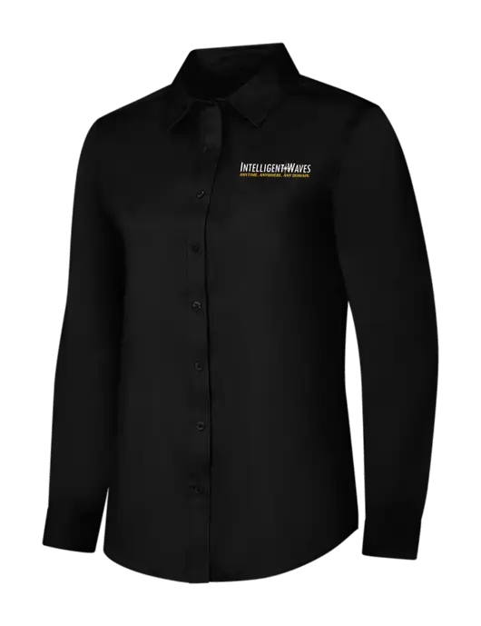 Womens Black Long Sleeve Superpro React Twill Shirt w/Intelligent Waves Logo