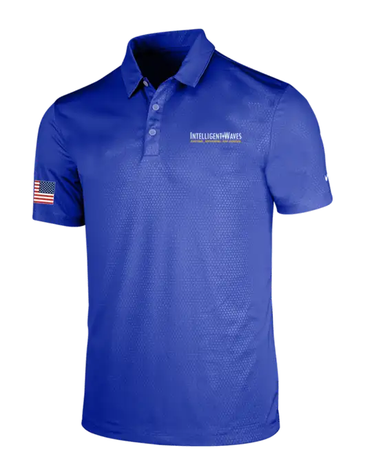 NIKE Dark Royal Dri-Fit Embossed Tri-Blade Polo w/Intelligent Waves Logo, US Flag Logo