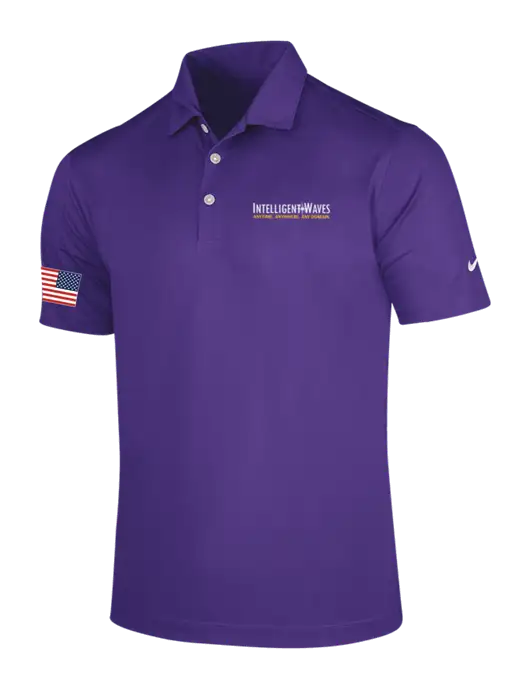 NIKE Purple Dri-Fit Vertical Mesh Polo w/Intelligent Waves Logo, US Flag Logo