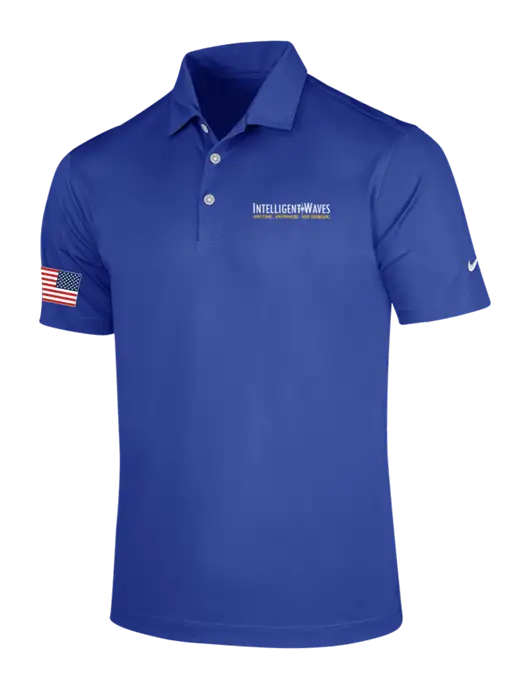 NIKE Dark Royal Dri-Fit Vertical Mesh Polo w/Intelligent Waves Logo, US Flag Logo