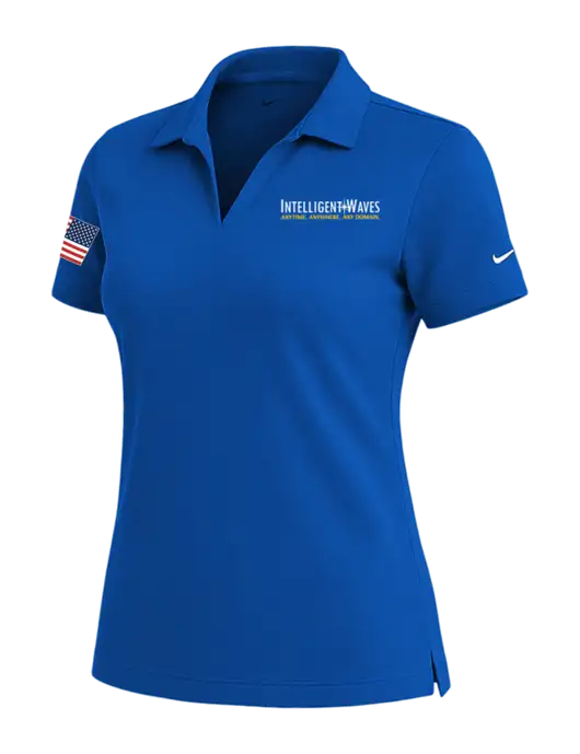 NIKE Royal Womens Dri-Fit Micro Pique Polo w/Intelligent Waves Logo, US Flag Logo