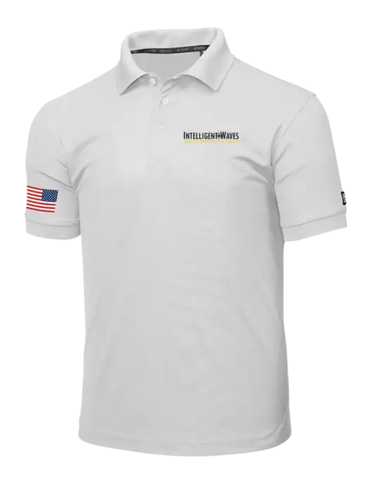 OGIO Bright White Caliber 2.0 Polo w/Intelligent Waves Logo, US Flag Logo