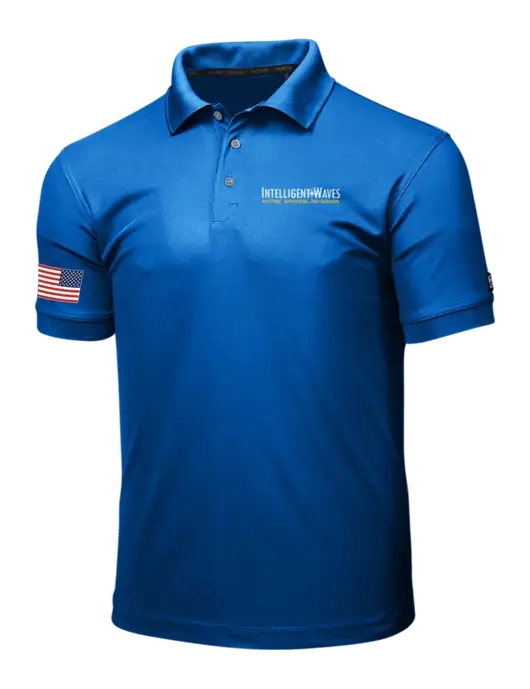 OGIO Royal Blue Caliber 2.0 Polo w/Intelligent Waves Logo, US Flag Logo