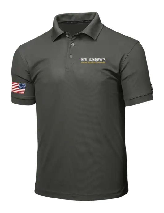 OGIO Medium Grey Caliber 2.0 Polo w/Intelligent Waves Logo, US Flag Logo