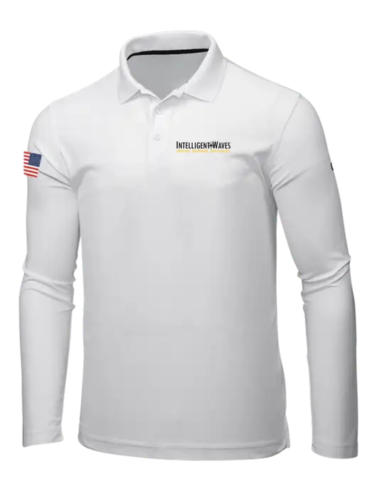 OGIO Bright White Caliber 2.0 Long Sleeve Polo w/Intelligent Waves Logo, US Flag Logo