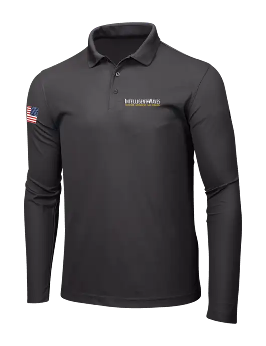 OGIO Charcoal Grey Caliber 2.0 Long Sleeve Polo w/Intelligent Waves Logo, US Flag Logo