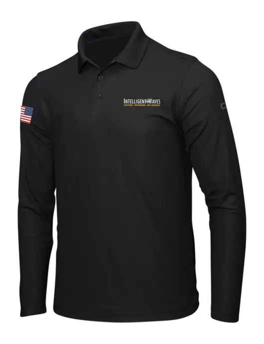 OGIO Blacktop Caliber 2.0 Long Sleeve Polo w/Intelligent Waves Logo, US Flag Logo