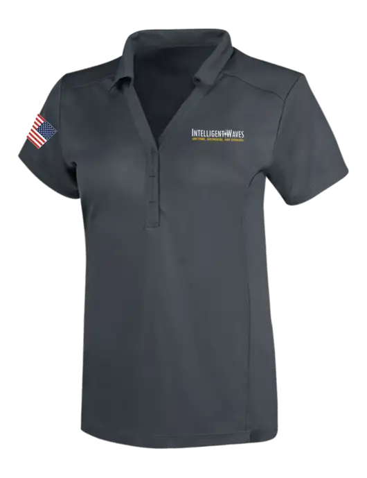 OGIO Dark Grey Womens Framework Polo w/Intelligent Waves Logo, US Flag Logo