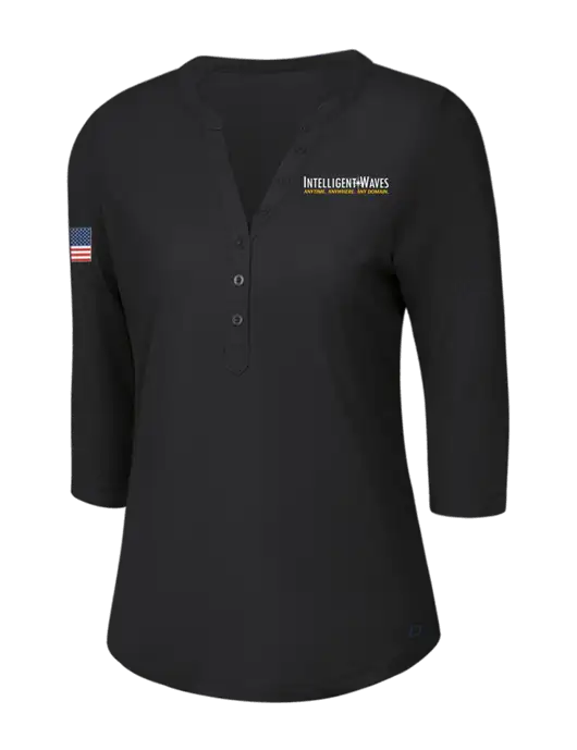 OGIO Blacktop Jewel Henley w/Intelligent Waves Logo, US Flag Logo